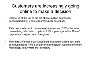 Customers are increasingly going online to make a decision <ul><li>Internet is at the top of the list of information sourc...