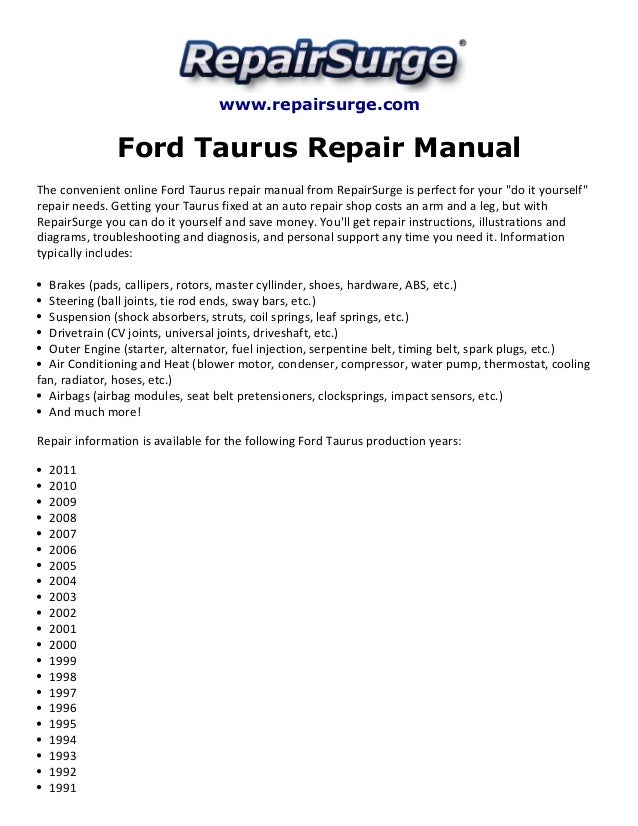 1994 Ford taurus owners manual online #8