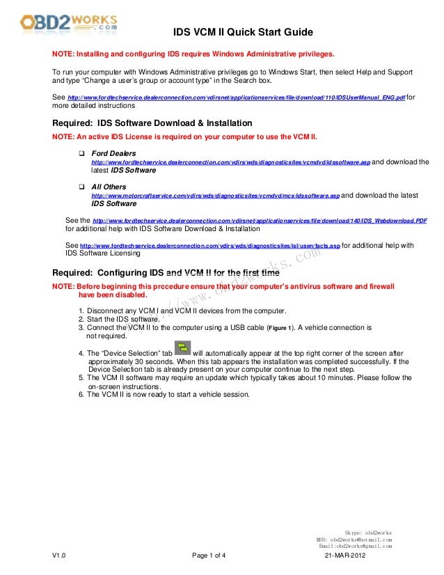 Ford vcmii quick start guide eng