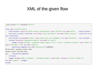 XML of the given flow