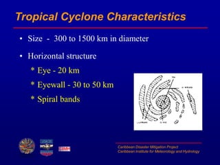 Caribbean Disaster Mitigation Project
Caribbean Institute for Meteorology and Hydrology
Tropical Cyclone Characteristics
•...