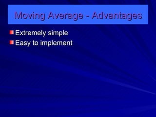 Moving Average - Advantages Extremely simple Easy to implement 