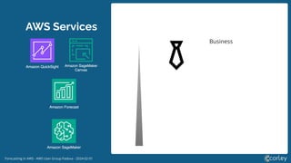 Forecasting in AWS - AWS User Group Padova - 2024-02-01
AWS Services
Business
 