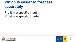 Which is easier to forecast
accurately
Profit in a specific month
Profit in a specific quarter
48
 