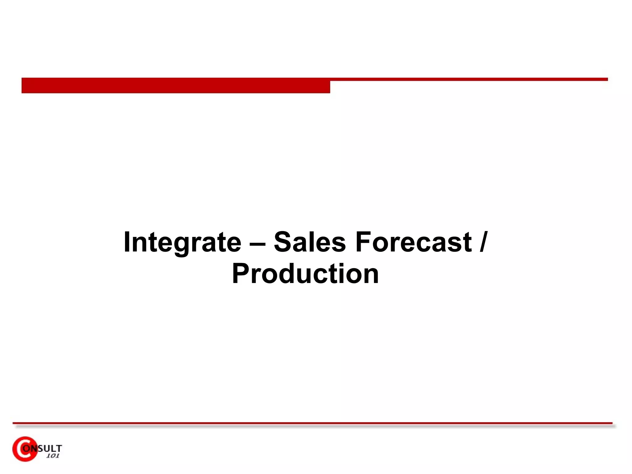 Integrate – Sales Forecast / Production 