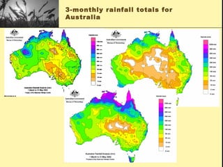 3-monthly rainfall totals for
Australia
 