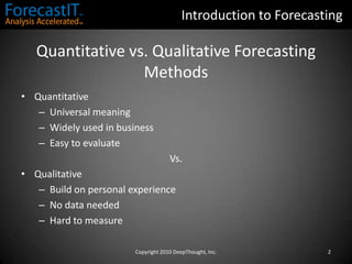 ForecastIT 1. Introduction to Forecasting | PPTX
