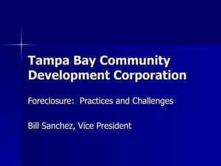Tampa Bay Community Development Corporation Foreclosure:  Practices and Challenges Bill Sanchez, Vice President 