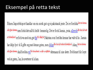 Eksempel på retta tekst 