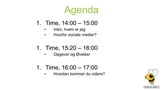 AgendaTime, 14:00 – 15:00Intro, hvem er jeg