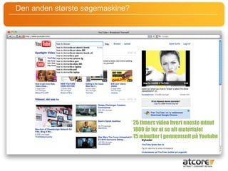 Den anden største søgemaskine?25 timers video hvert eneste minut1800 år for at se alt materialet15 minutter i gennemsnit på Youtube