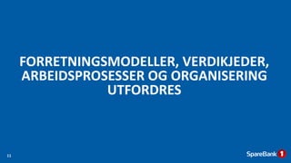 FORRETNINGSMODELLER, VERDIKJEDER,
ARBEIDSPROSESSER OG ORGANISERING
UTFORDRES
11
 