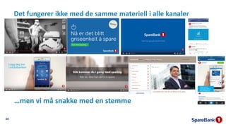 …men vi må snakke med en stemme
24
Det fungerer ikke med de samme materiell i alle kanaler
 