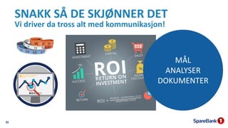 SNAKK SÅ DE SKJØNNER DET
Vi driver da tross alt med kommunikasjon!
35
MÅL
ANALYSER
DOKUMENTER
 