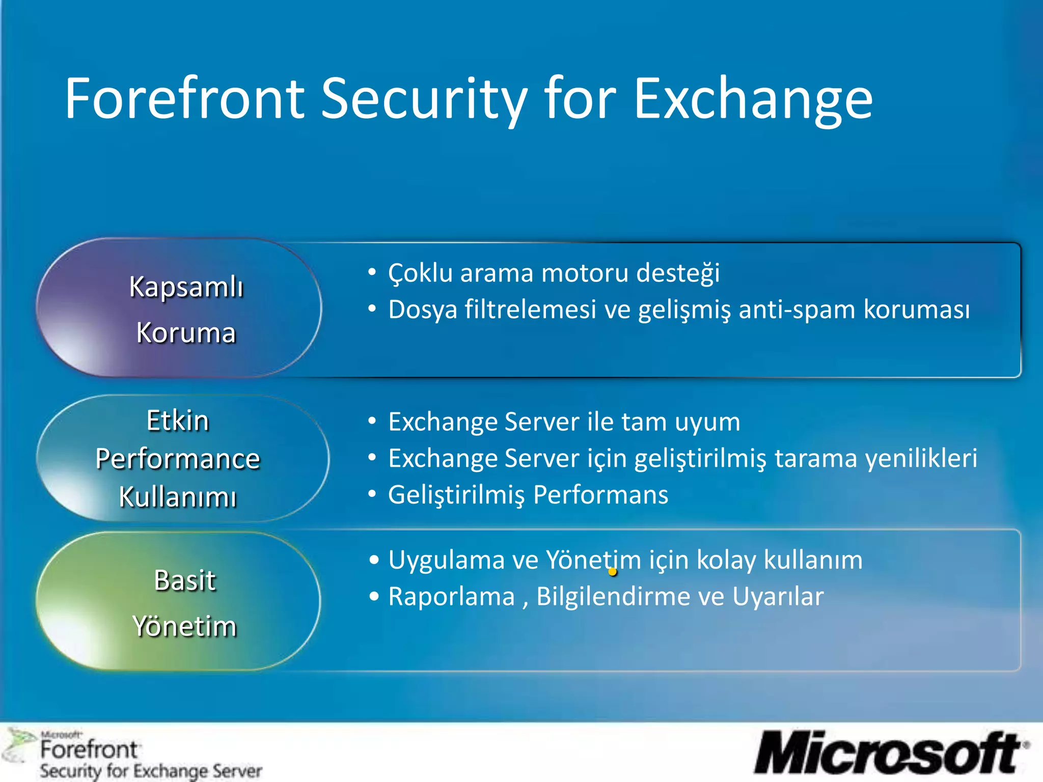 Forefront Security for ExchangeÇokluaramamotorudesteği