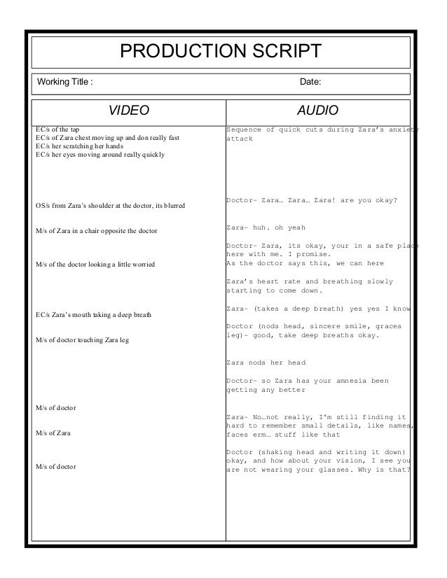 Foregt Me Not Production Script