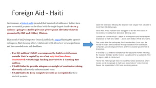 Foreign Aid - Haiti
 