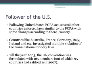 Foreign corrupt practises act(fcpa) | PPTX