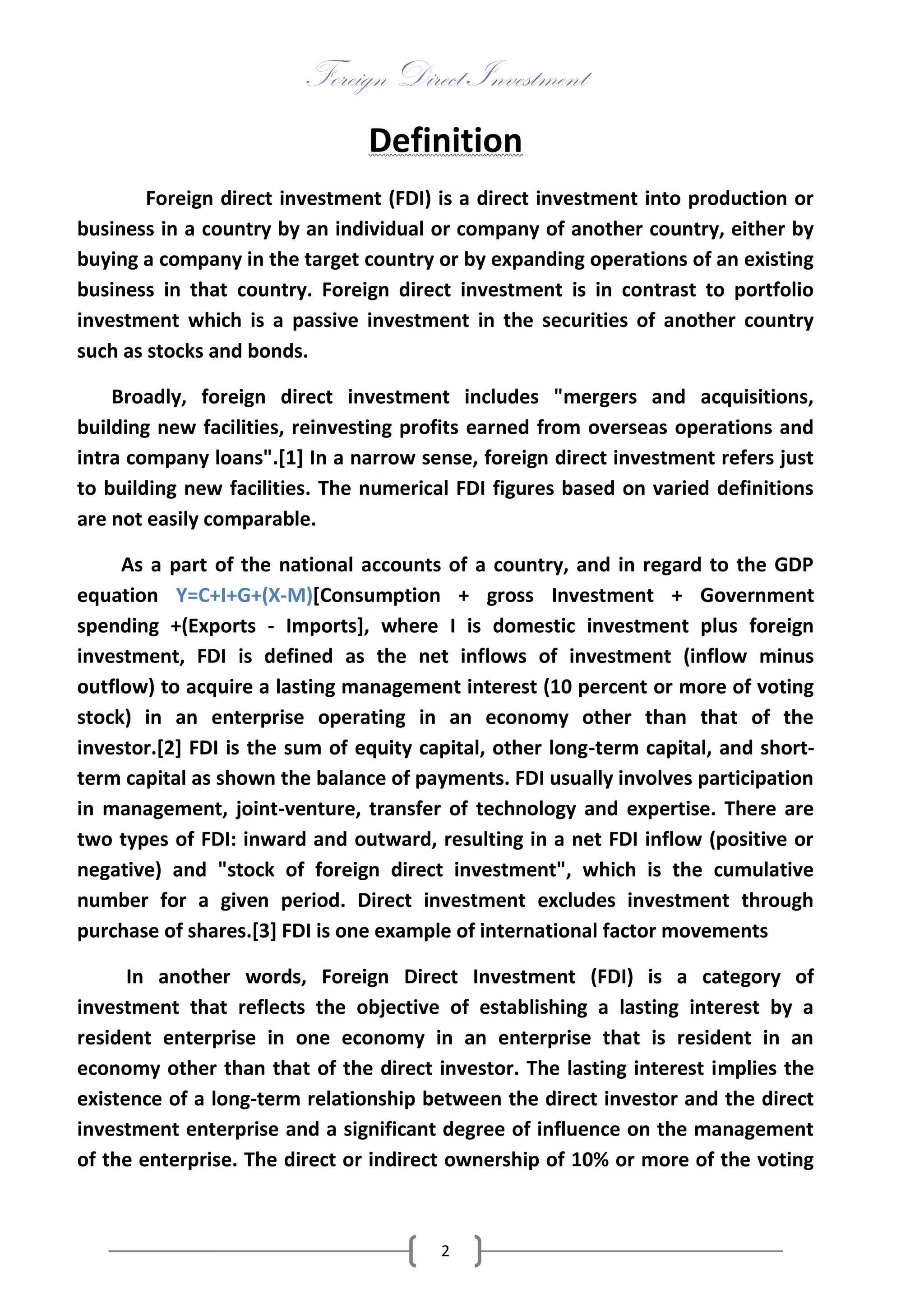 Foreign Direct Investment | PDF