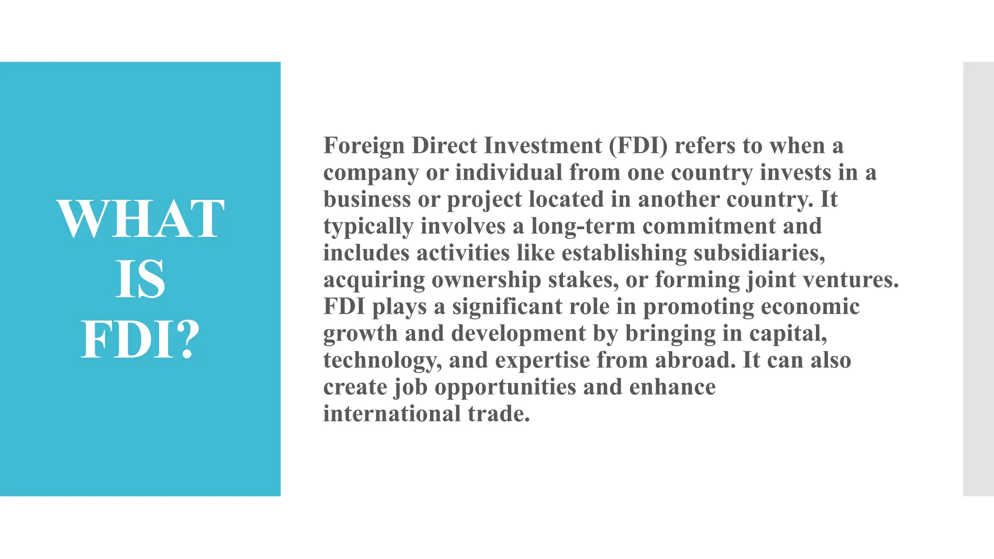 FOREIGN DIRECT INVESTMENTMOTIVESDETERMINANTSTHEORIES PPT