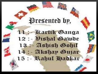 Presented by,
11 :- Kartik Ganga
12 :- Vishal Gawde
13 :- Ashish Gohil
14 :- Akshay Gujar
15 :- Rahul Hadkar

 