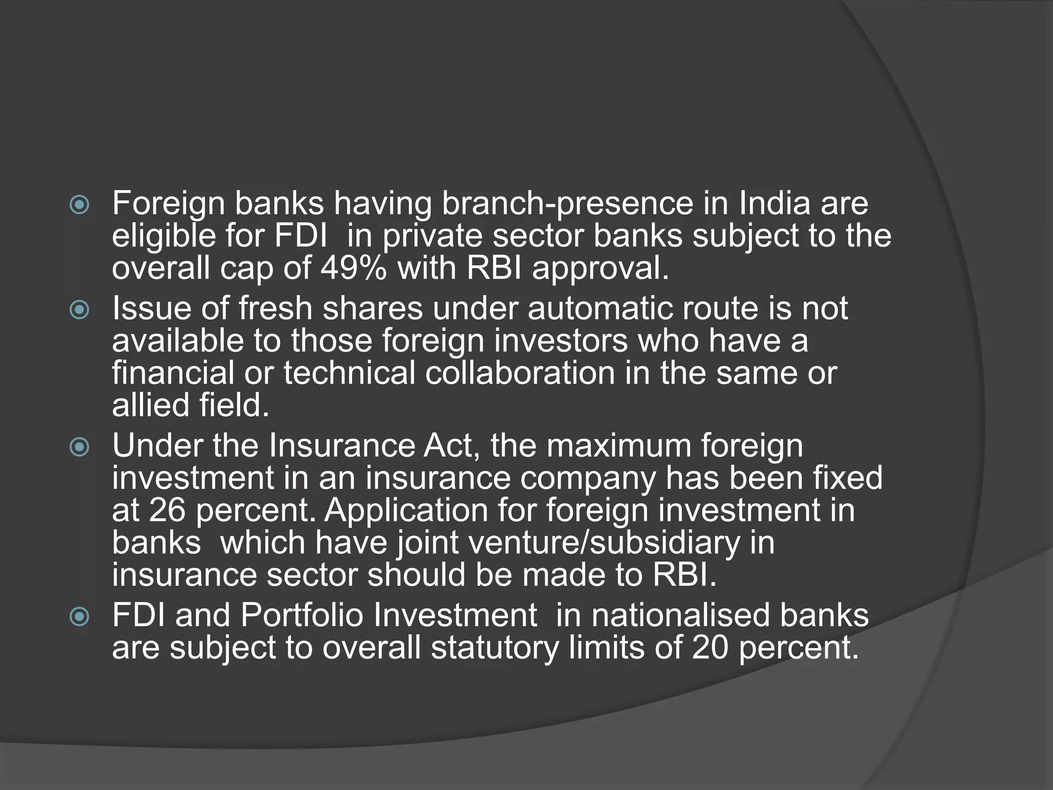 Foreign direct investment in banking sector | PPTX
