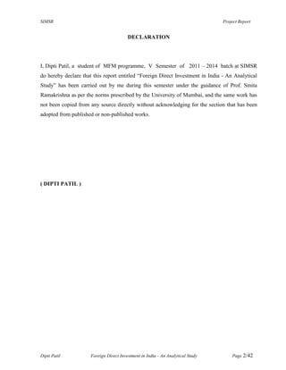 Foreign direct investment in india an analytical study | PDF