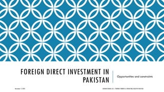 FOREIGN DIRECT INVESTMENT IN
PAKISTAN
Opportunities and constraints
November 17, 2018 ZEESHAN SHAHID, ACA | PARTNER, FORENSIC & CONSULTING, DELOITTE PAKISTAN
 