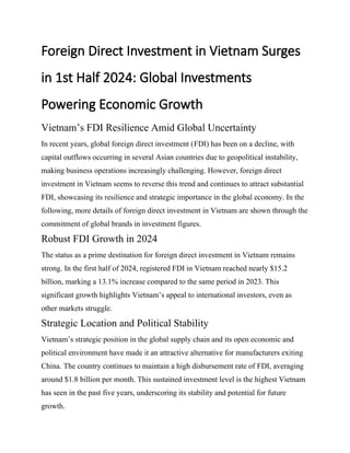 Foreign Direct Investment in Vietnam Surges in 1st Half 2024 Global ...