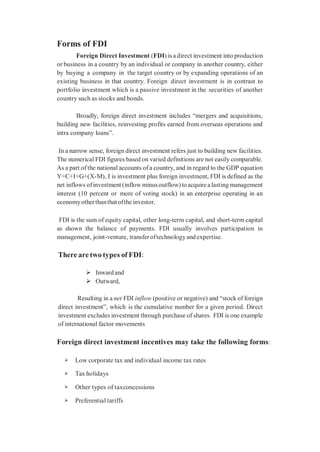 Foreign direct investment (unit 5) | PDF