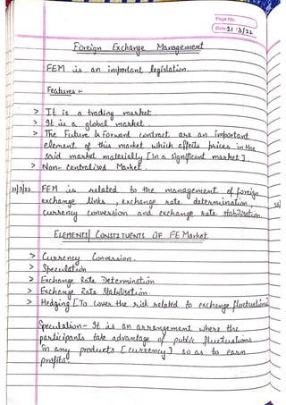 Introduction to foreign Exchange Management | B.COM  SEM-6TH | Hand Written Notes |  by Ritish bedi #RVIRGO
