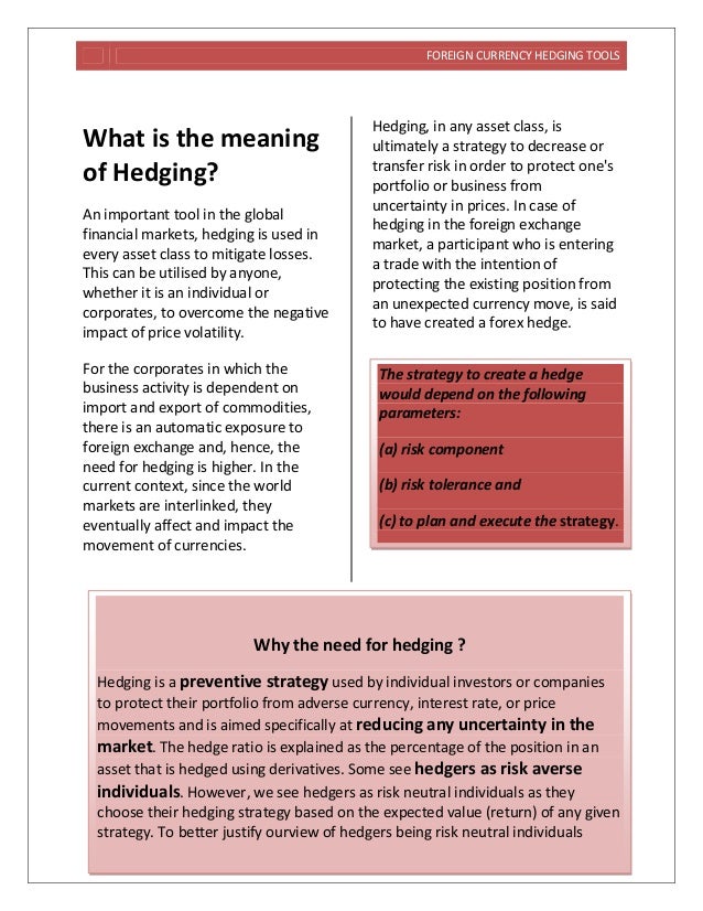 Foreign Exchange Hedging Tools - 