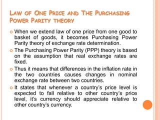 Trade barriersDetermining Long Run Exchange Rates: Price Level DifferencesWhen price levels rise in U.K. relative to price levels in U.S., then U.K. goods or financial assets become more costly as compared to similar U.S. goods or financial assets.