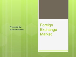 Foreign
Exchange
Market
Presented By:-
Suresh Vaishnav
 
