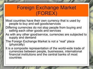 Foreign Exchange Market (FOREX) ,[object Object],[object Object],[object Object],[object Object],[object Object]