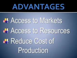 Access to Markets
Access to Resources
Reduce Cost of
Production
 