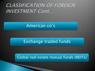American co’s


   Exchange traded funds


Global real estate mutual funds (REITs)
 