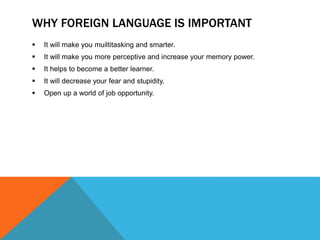 Foreign language classes ppt | PPTX