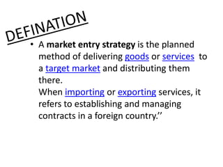An organization willing to “go
international” faces 3 major issues.
• Marketing – which countries, which
segments, how to ...