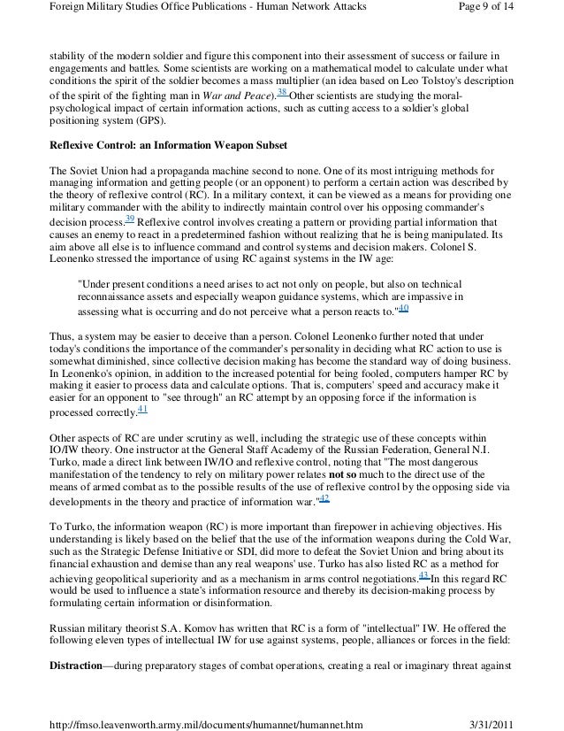 Foreign Military Studies Office Publications Human Network Attacks