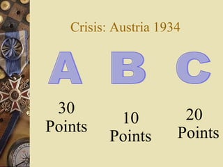 Crisis: Austria 1934 30 Points A   20 Points   10 Points B C 
