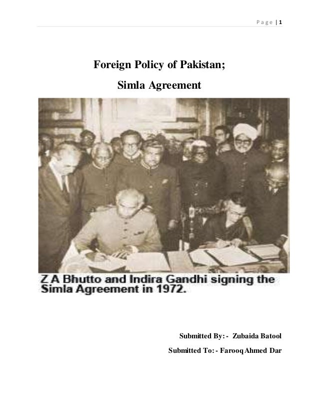 Foreign Policy of Pakistan and Simla Agreement