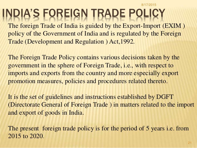 NEW FOREIGN TRADE POLICY 2015-20 DOWNLOAD NEW FOREIGN TRADE POLICY 2015-20 DOWNLOAD
