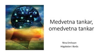 Medvetna tankar,
omedvetna tankar
Nina Emilsson
Högskolan i Borås
 