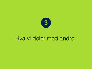 3
Hva vi deler med andre
 