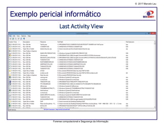 © 2017 Marcelo Lau
Exemplo pericial informático
Forense computacional e Segurança da Informação
Last Activity View
 