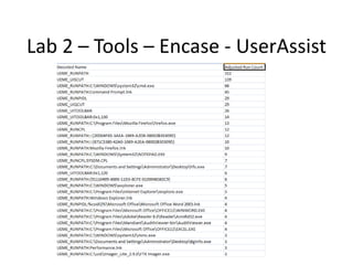 Lab 2 – Tools – Encase - UserAssist
 