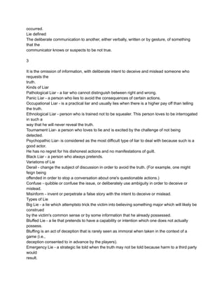 Pathological Lie Example FORENSIC5-1-5 module for students to written works | PDF