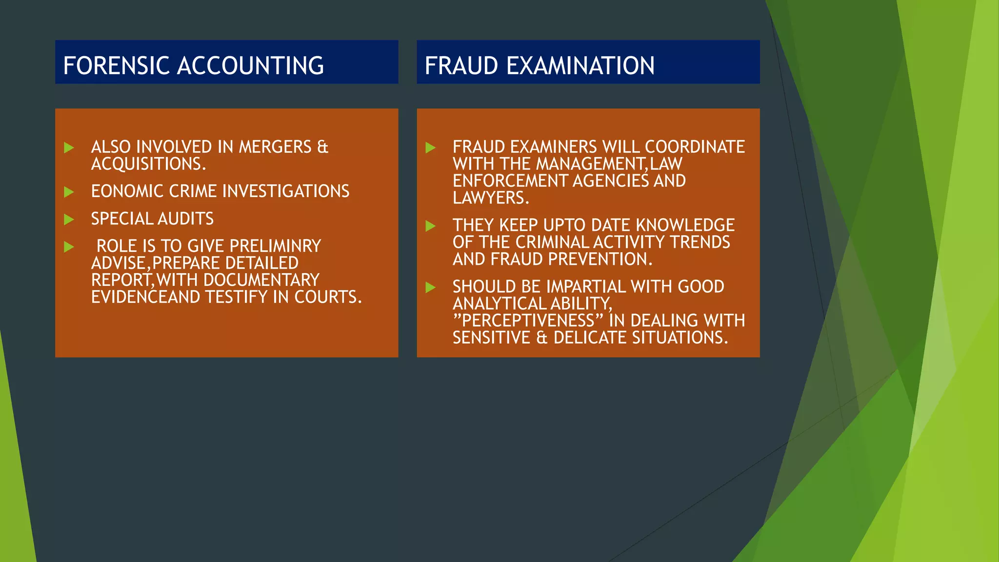 Forensic accounting vs fraud examination | PPT