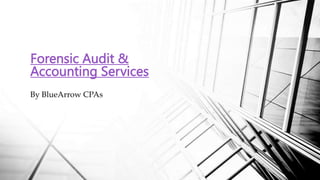 Forensic Audit &
Accounting Services
By BlueArrow CPAs
 
